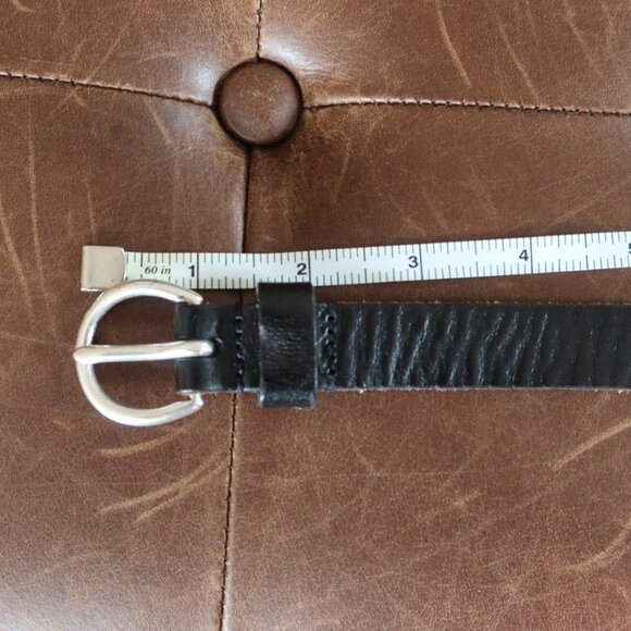 Linea Pelle belt black leather and silver buckle, studs, grommets size S Y2K main image 7